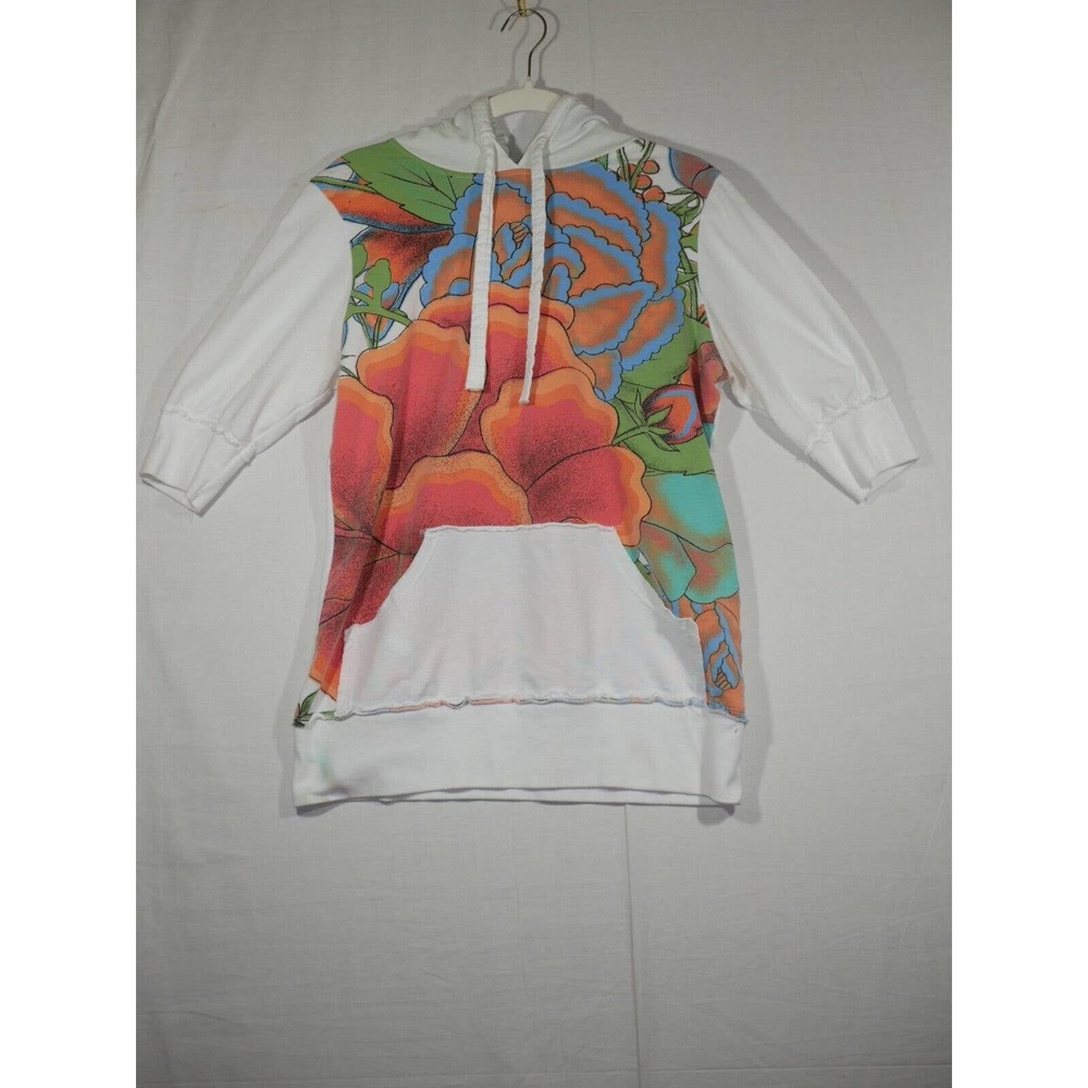 Vtg A Fine Mess T-Shirt Hoodie Sz XL White Floral Flower Power USA Made